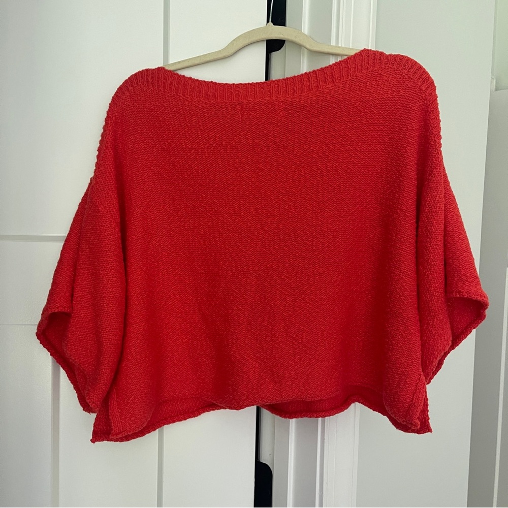 Anthropologie Ronita Sweater Tee Knit Red Cropped Boxy - Picture 5 of 6